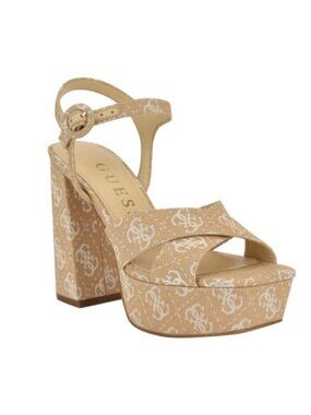 Guess Vallenn Quattro G Light Natural Platform Heels Size 9